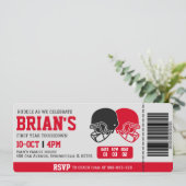 football ticket verjaardagsuitnodiging kaart (Staand voorkant)