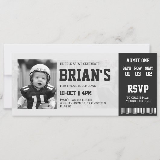 football ticket verjaardagsuitnodiging kaart (Voorkant)