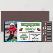 Football Ticket Verjaardagsuitnodiging met Foto Kaart (Voorkant / Achterkant)
