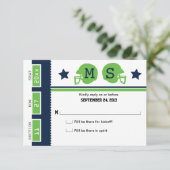 Football Ticket Wedding RSVP Kaartje (Staand voorkant)