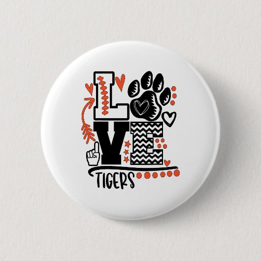 Football Tigers Poot Moeder School Geest Ronde Button 5,7 Cm (Voorkant)