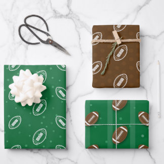 Football Toss Design Green Brown en White Inpakpapier Vel