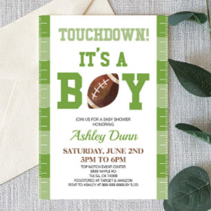 Football Touchdown Het is een Boy Green Baby showe Kaart