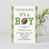 Football Touchdown Het is een Boy Green Baby showe Kaart (Staand voorkant)