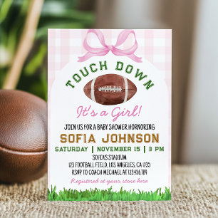 Football Touchdown Het is een meisje roze Baby sho Kaart
