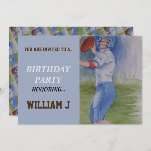 FOOTBALL TOUCHDOWN PASS INVITE KAART (Voorkant / Achterkant)