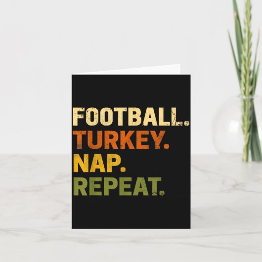 Football Turkey Nap Repeat Thanksgiving Costume Le Kaart (Voorkant)