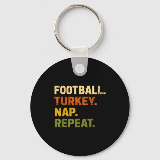 Football Turkey Nap Repeat Thanksgiving Costume Le Sleutelhanger (Voorkant)