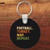 Football Turkey Nap Repeat Thanksgiving Costume Le Sleutelhanger (Voorkant)