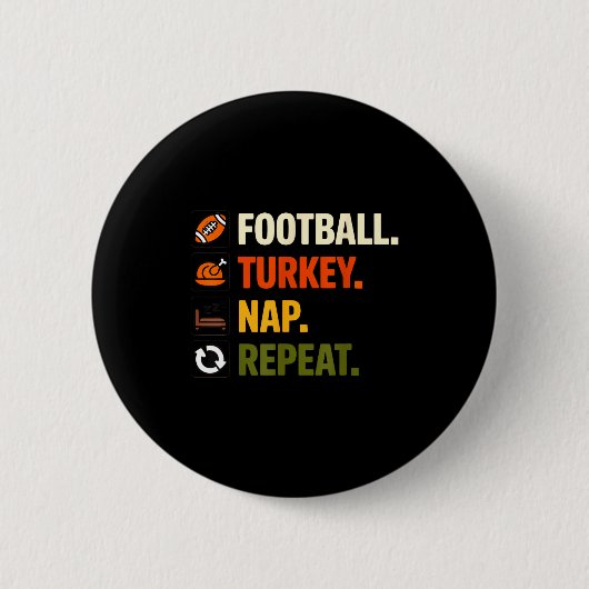 Football Turkey Thanksgiving For Kids Boys Men Ronde Button 5,7 Cm (Voorkant)