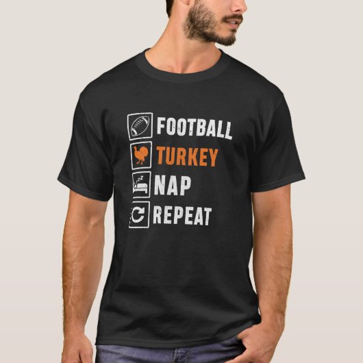 Football Turkije Nap herhaal Funny Thanksgiving Da T-shirt (Voorkant)