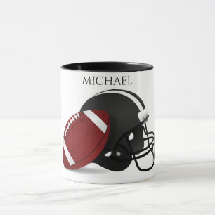 Football twee getoon mok met gepersonaliseerde naa