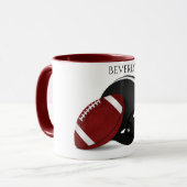 Football twee getoon mok met gepersonaliseerde naa (Voorkant links)