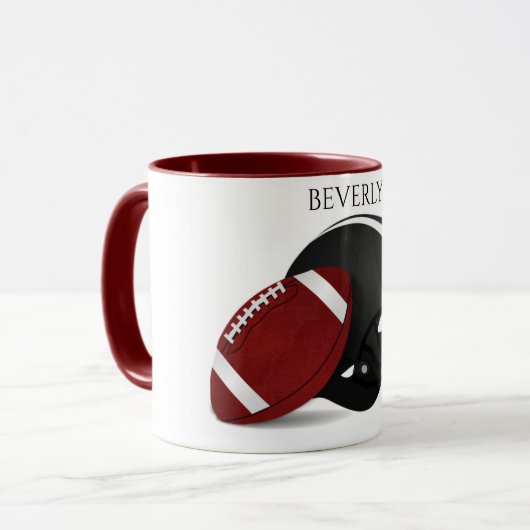 Football twee getoon mok met gepersonaliseerde naa (Voorkant links)