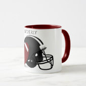 Football twee getoon mok met gepersonaliseerde naa (Voorkant rechts)