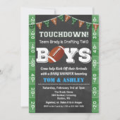 Football TWIN Baby Shower Chalkboard Invitation Kaart (Voorkant)