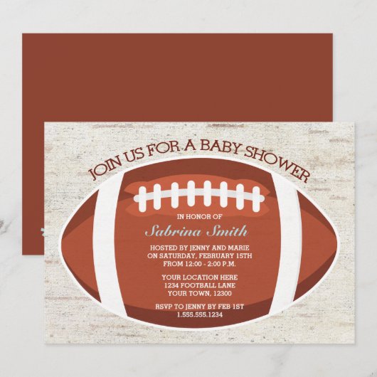  Football Uitnodiging Baby shower (Voorkant / Achterkant)