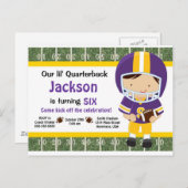 Football Uitnodiging - Paarse & Geel (Voorkant / Achterkant)