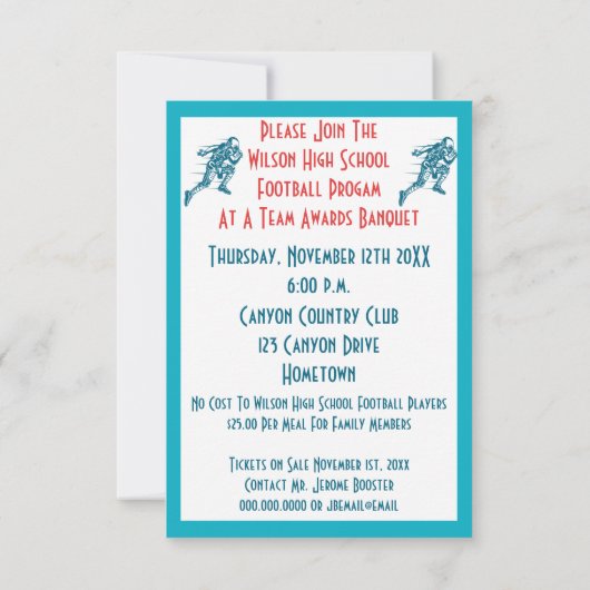 Football Uitnodiging tot het indienen van bankbilj (Achterkant)