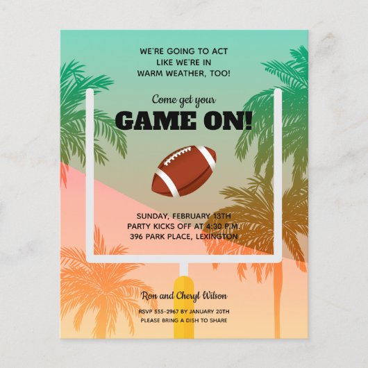 Football Uprights Palm Tree Invitation Flyer (Voorkant)