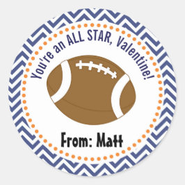 Football Valentijnse School Gepersonaliseerde naam Ronde Sticker