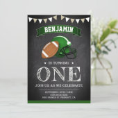 Football van de sport van Chalkboard 1st Birthday Kaart (Staand voorkant)