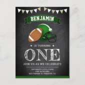Football van de sport van Chalkboard 1st Birthday Uitnodiging Briefkaart (Voorkant)