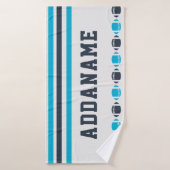 Football van Navy en Aqua Stripes Aangepaste badha Badhanddoek (Badhanddoek)