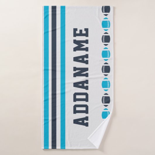 Football van Navy en Aqua Stripes Aangepaste badha Badhanddoek (Badhanddoek)