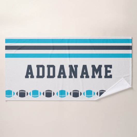 Football van Navy en Aqua Stripes Aangepaste badha Badhanddoek (Badhanddoek)