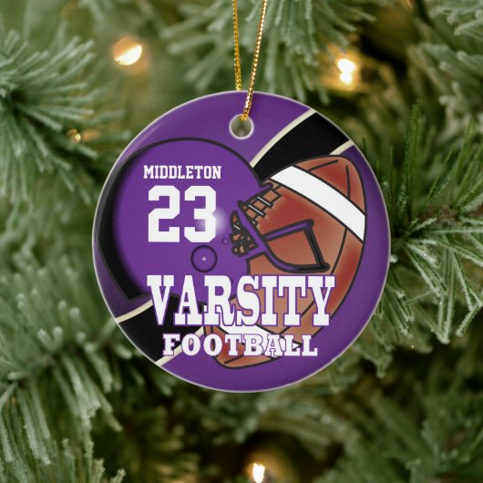 Football van Paarse en zwarte variëteit Keramisch Ornament (Boom)