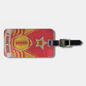 Football van Red en Gold Glitter School Bagagelabel (Voorkant horizontaal)