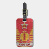Football van Red en Gold Glitter School Bagagelabel (Voorkant verticaal)