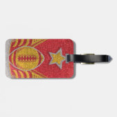 Football van Red en Gold Glitter School Bagagelabel (Achterkant horizontaal)