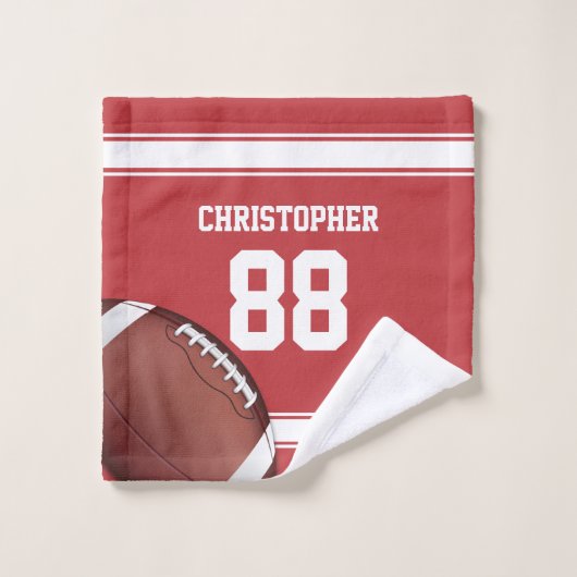 Football van Rode en Witte Stripes Jersey Bad Handdoek (Wasdoekje)