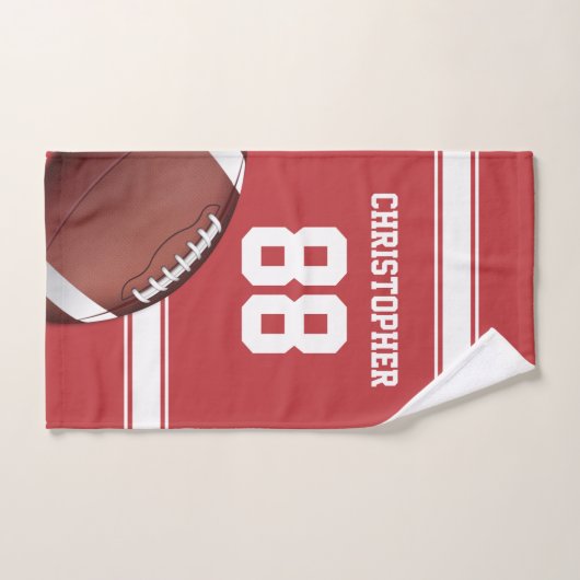 Football van Rode en Witte Stripes Jersey Bad Handdoek (Handdoek)
