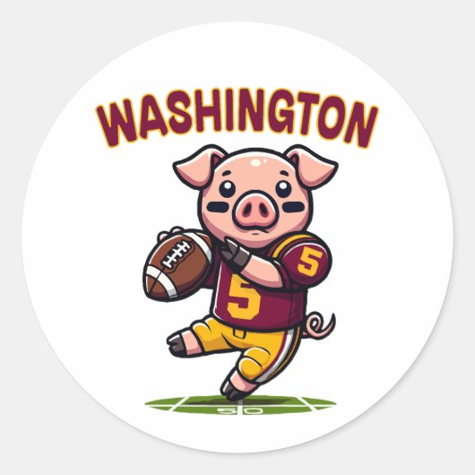 Football van Washington Hog Ronde Sticker (Voorkant)