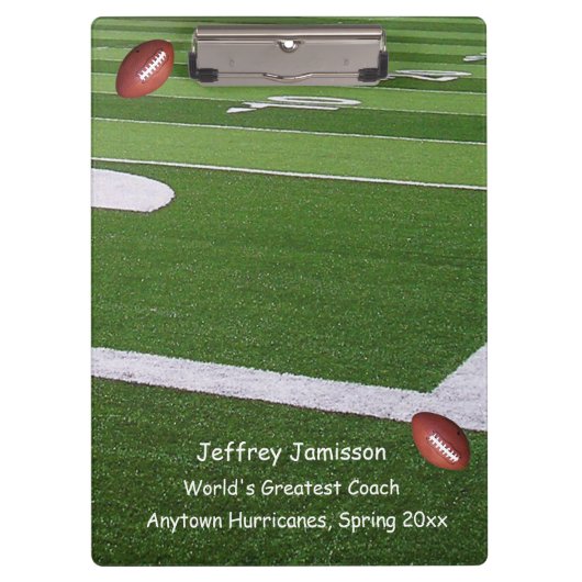 Football veld, beste coach bedankt klembord (Voorkant)