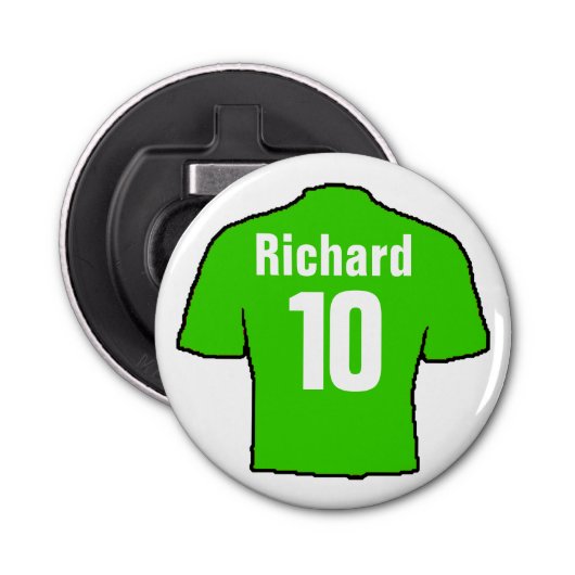 Football Ventilator Shirt aan Personaliseren. Button Flesopener (Voorkant)