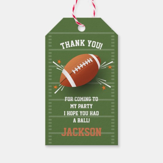 Football Verjaardag Dank u Cadeaulabel (Voorkant)