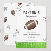 Football Verjaardag Eerste jaar Down 1st Invitatio Kaart (Voorkant / Achterkant)