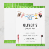 Football Verjaardag Eerste jaar Down 1st Invitatio Kaart (Voorkant / Achterkant)