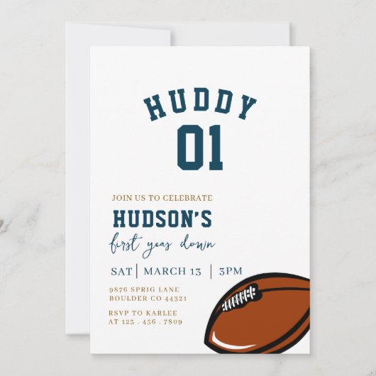 Football Verjaardag, Eerste jaar Down, Game On Kaart (Voorkant)