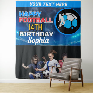 Football Verjaardag, Football Girl Player Achtergr Wandkleed