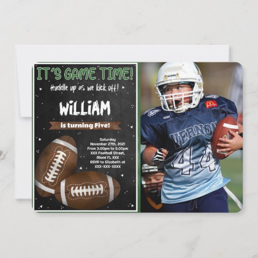 Football Verjaardag Foto Uitnodiging (Voorkant)