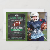 Football Verjaardag Foto Uitnodiging Zwart (Voorkant)