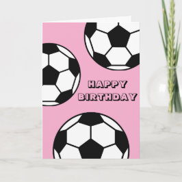 Football Verjaardag Kaart – Roze Sportthema