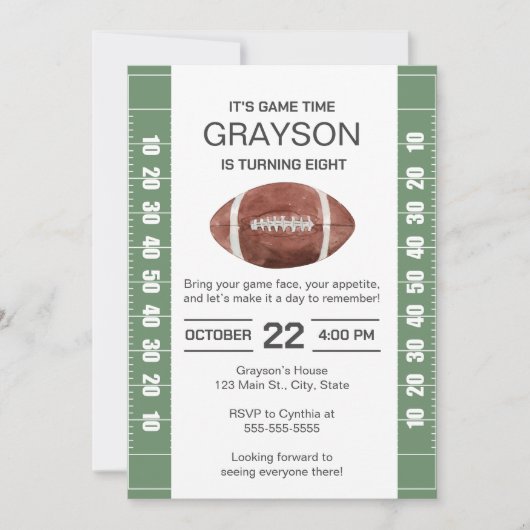 Football Verjaardag Uitnodiging 5x7 (Voorkant)
