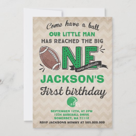 Football Verjaardag Uitnodiging Football 1e Verjaa (Voorkant)