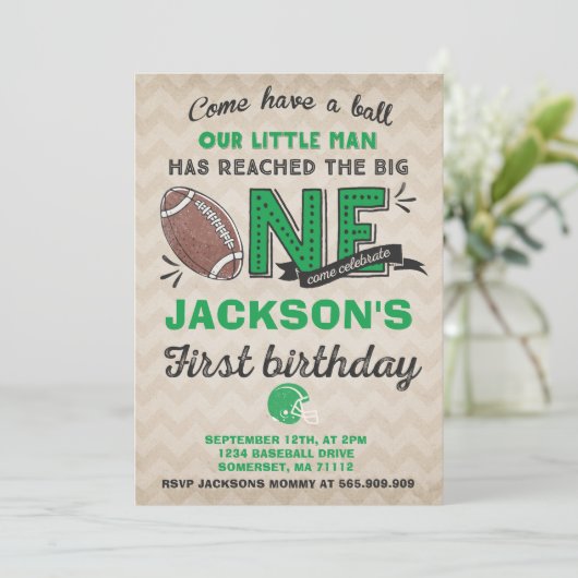 Football Verjaardag Uitnodiging Football 1e Verjaa (Staand voorkant)